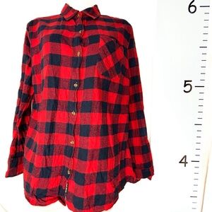 Field & Stream Red/Blue Flannel Plaid Button-down Shirt Women's Large‎